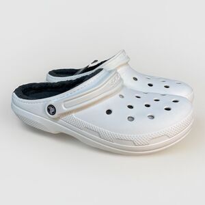 Crocs Classic Lined Clog Mens 12 White Grey Gray Comfortable Slip On Brand New